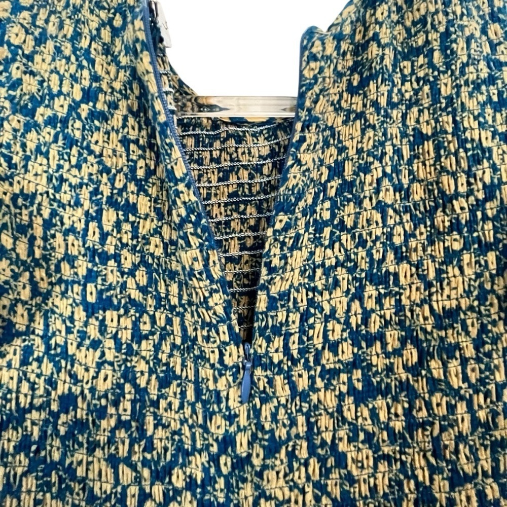 Lost + Wander Blossom Bloom Teal Gold Ditzy Floral Smocked Bodice Dress SZ XS - Picture 14 of 16